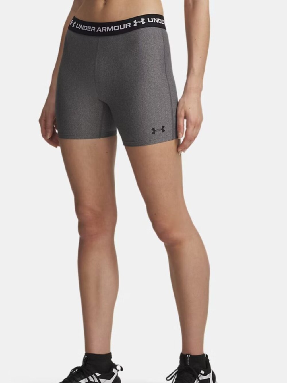 Under Armour Biker 6" Shorts Size XL Womens Gray Stretch Logo Waistband Athletic